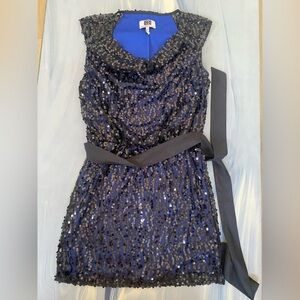 Laundry by Design Black and Blue Sequin Mini Dress